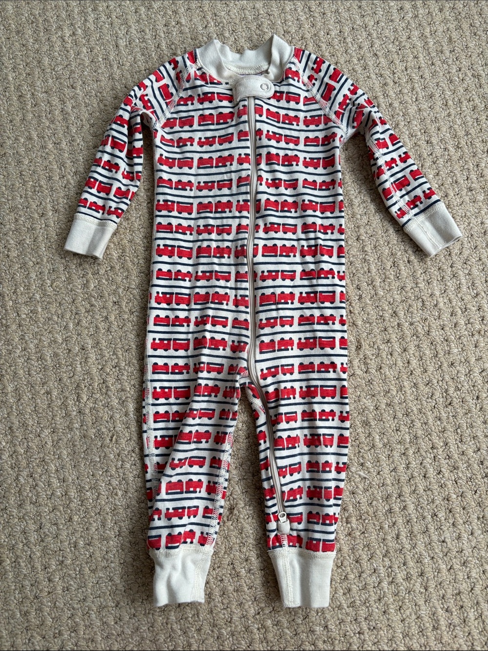 Hanna Andersson Red Train Print PJs 18-24 Months 100% Organic Cotton
